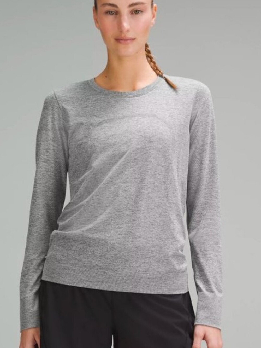 Lululemon Swiftly Relaxed Long Sleeve Shirt Gray Slate White Size Womens 12